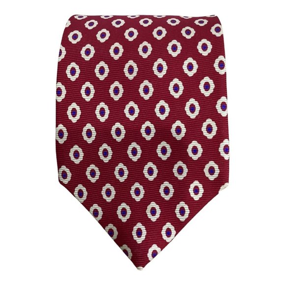 BURBERRY'S Red Flower Print Silk Tie Made In Italy 60"-3.3/4" EX COND - Picture 1 of 6